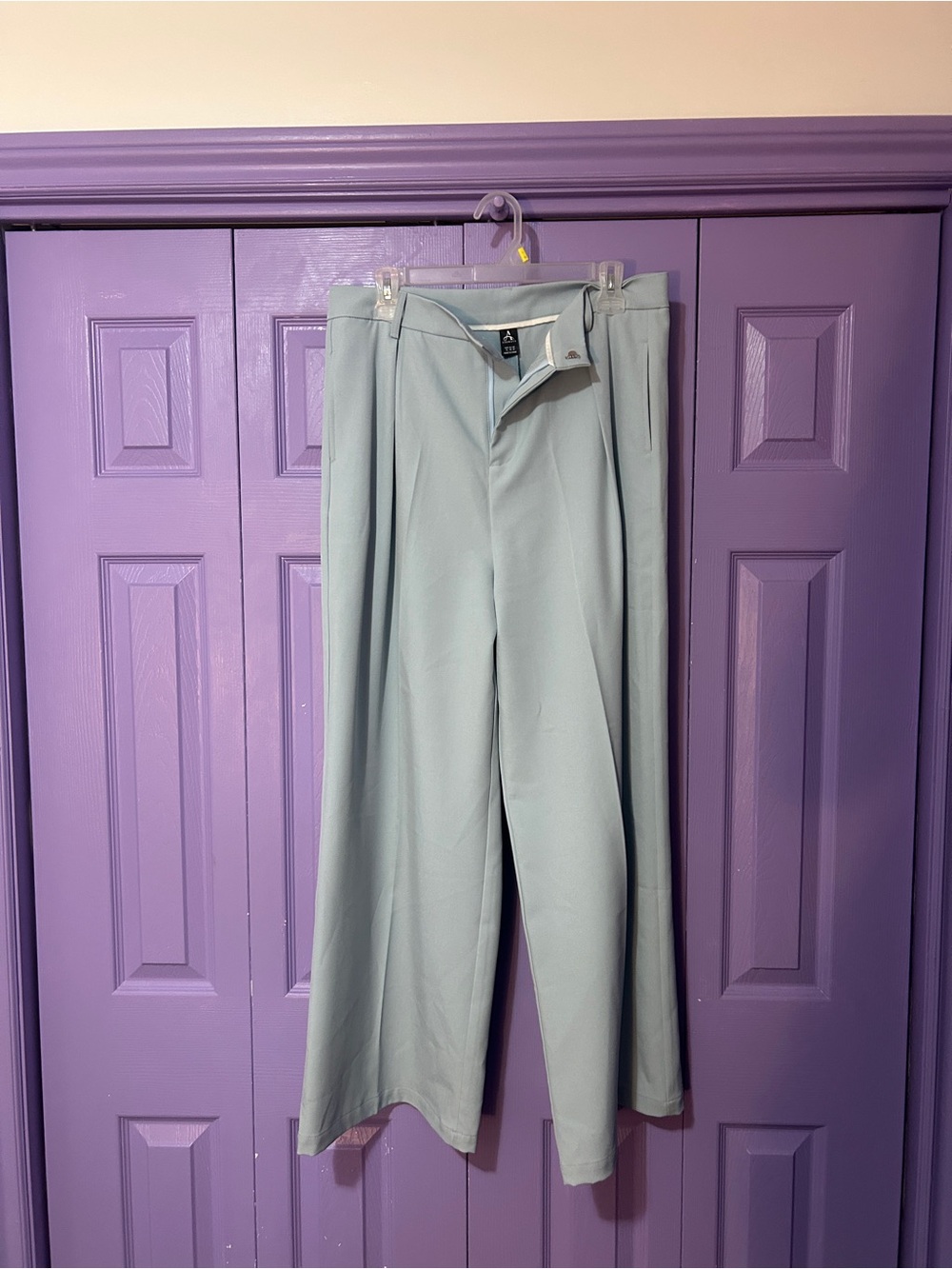 Wide Leg WoMen's Trousers in Light Blue - Unbranded